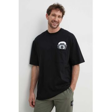 Karl Lagerfeld tricou din bumbac Dour Darcel X Karl barbati, culoarea negru, cu imprimeu, 542270.755099