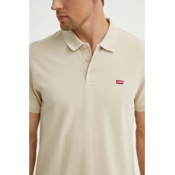 Levi's polo de bumbac culoarea bej, neted