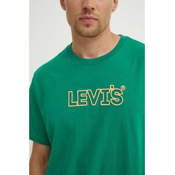 Levi's tricou din bumbac barbati, culoarea alb, cu imprimeu