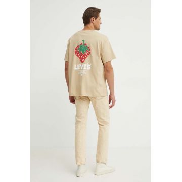 Levi's tricou din bumbac barbati, culoarea gri, cu imprimeu