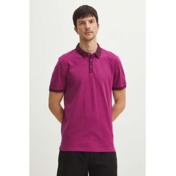 Medicine polo de bumbac barbati, culoarea roz, neted