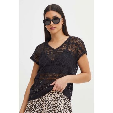 Medicine tricou din bumbac femei, culoarea negru