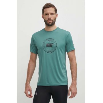 Nike tricou de antrenament Lead Line culoarea verde, cu imprimeu