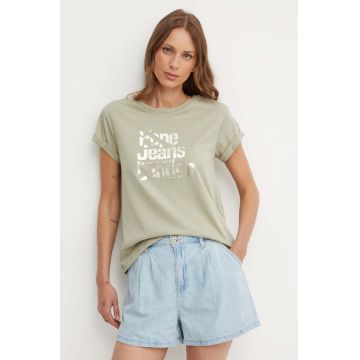 Pepe Jeans tricou din bumbac ENOLA femei, culoarea verde, PL505891