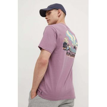 Rip Curl tricou din bumbac barbati, culoarea violet, cu imprimeu