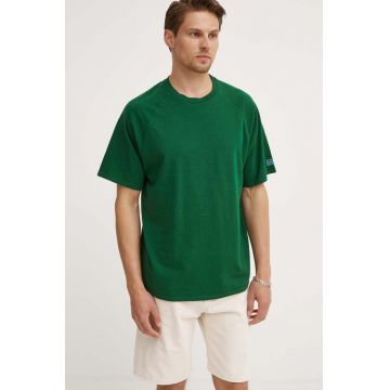 American Vintage tricou din bumbac TEE-SHIRT MC COL ROND barbati, culoarea verde, melanj, MLAW02DE24