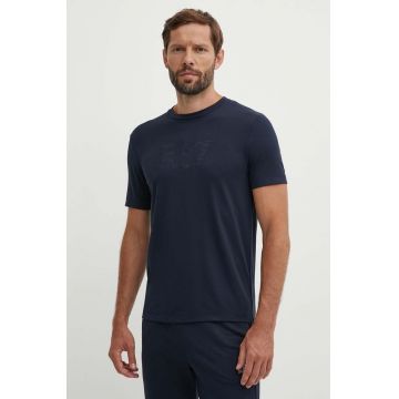 EA7 Emporio Armani tricou barbati, culoarea albastru marin, cu imprimeu, PJUJZ.6DPT71