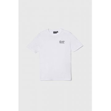 EA7 Emporio Armani tricou de bumbac pentru copii culoarea alb, cu imprimeu, 8NBT51 BJ02Z