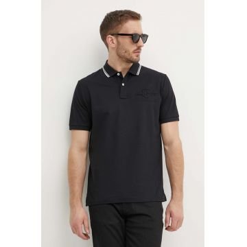 Gant polo de bumbac culoarea negru, cu imprimeu