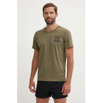 HUGO tricou lounge culoarea verde, cu imprimeu, 50520463