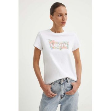 Levi's tricou din bumbac femei, culoarea alb, 17369