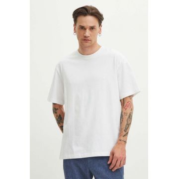 Medicine tricou din bumbac barbati, culoarea alb, neted