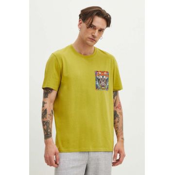 Medicine tricou din bumbac barbati, culoarea verde, cu imprimeu