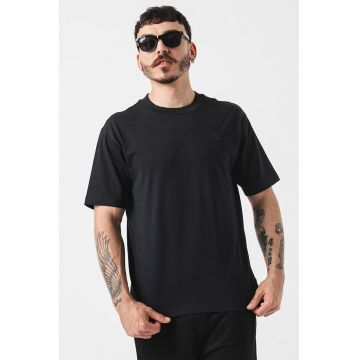 Tricou de bumbac cu decolteu la baza gatului