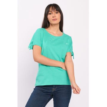 Tricou de bumbac cu prindere la maneci