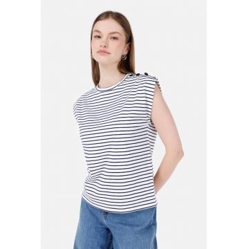 Tricou din bumbac cu model in dungi