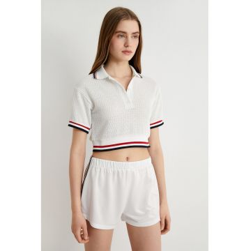 Tricou polo crop