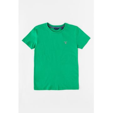 Tricou regular fit cu decolteu la baza gatului si logo