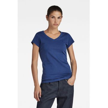 Tricou slim fit din bumbac organic cu decolteu in V Eyben