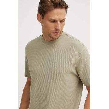 United Colors of Benetton tricou din bumbac barbati, culoarea verde, neted