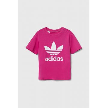 adidas Originals tricou de bumbac pentru copii TREFOIL TEE culoarea roz, IY2384