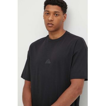 adidas tricou City Escape barbati, culoarea negru, neted, JF3704