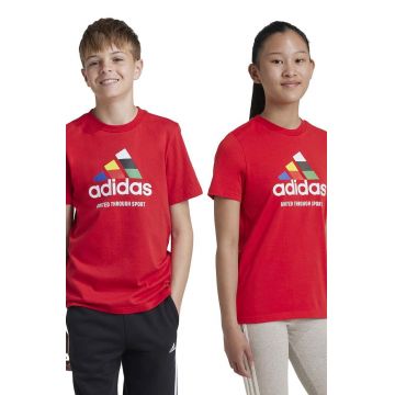 adidas tricou de bumbac pentru copii TIRO NATIONS T culoarea rosu, cu imprimeu, IY8127