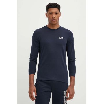 EA7 Emporio Armani longsleeve barbati, culoarea albastru marin, neted, PJVQZ.8NPT28