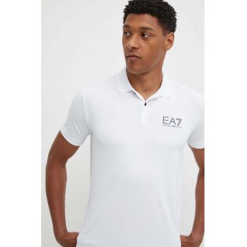 EA7 Emporio Armani polo de antrenament culoarea alb, neted, PJEMZ.8NPF23