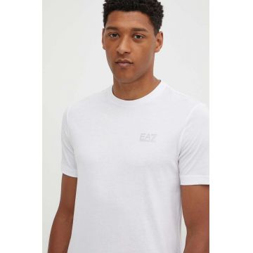 EA7 Emporio Armani tricou din bumbac barbati, culoarea alb, cu imprimeu, PJVPZ.8NPT25