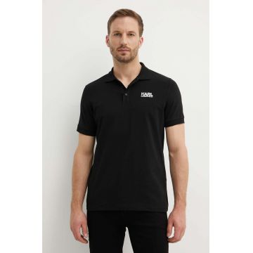 Karl Lagerfeld tricou polo barbati, culoarea negru, cu imprimeu, 543235.745088