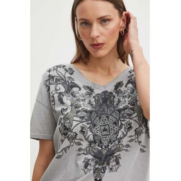 Medicine tricou din bumbac femei, culoarea gri