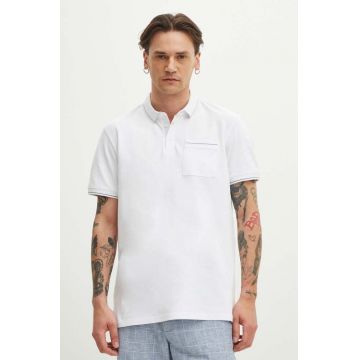 Medicine tricou polo barbati, culoarea alb, neted