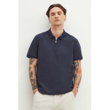 Medicine tricou polo barbati, culoarea albastru marin, neted