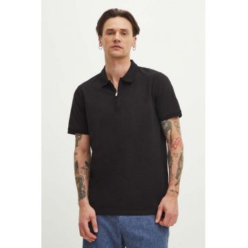 Medicine tricou polo barbati, culoarea negru, neted