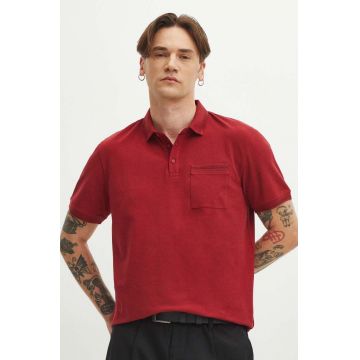 Medicine tricou polo barbati, culoarea rosu, neted