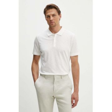 Theory polo de bumbac culoarea alb, neted