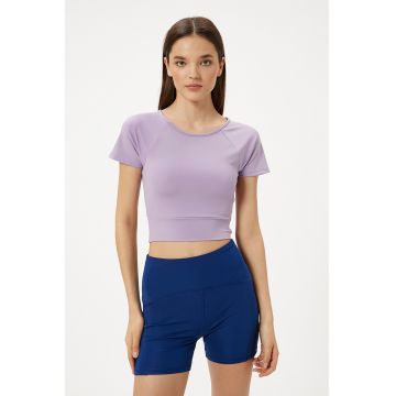 Tricou crop cu maneci raglan