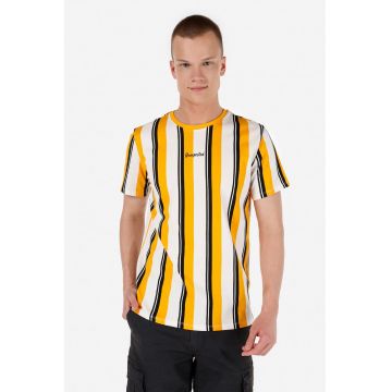 Tricou cu decolteu la baza gatului si model in dungi