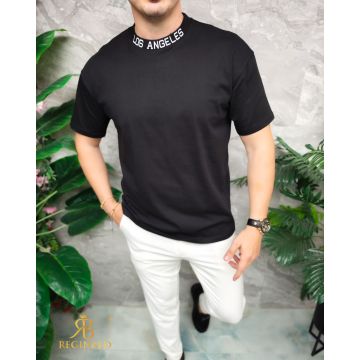 Tricou de bărbați, Negru cu guler rotund- TR1061