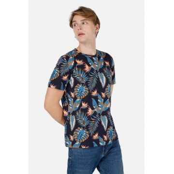 Tricou din bumbac cu model tropical