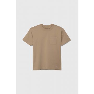 Abercrombie & Fitch tricou de bumbac pentru copii culoarea bej, neted