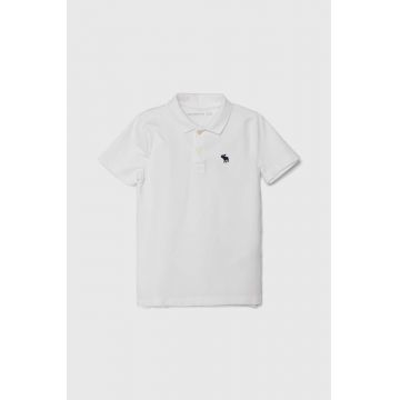 Abercrombie & Fitch tricou polo copii culoarea alb, neted