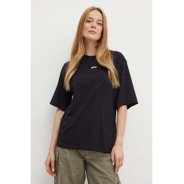 Boss Orange tricou din bumbac femei, culoarea negru, 50523256