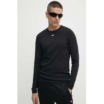 Diesel longsleeve D-RIBBER-LS-N barbati, culoarea negru, neted, A14951.0EJAI