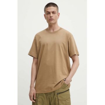 G-Star Raw tricou din bumbac culoarea bej, neted