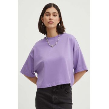 HUGO tricou din bumbac femei, culoarea violet, 50520187