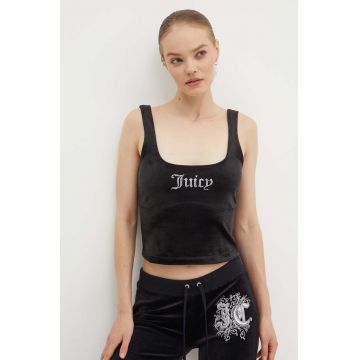 Juicy Couture blat de catifea BROMLEY TOP culoarea negru, JCWCT24301