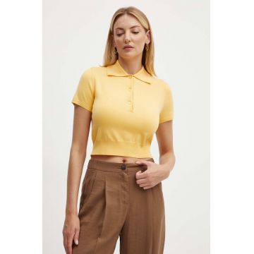 MAX&Co. tricou polo culoarea galben, 2426366051200