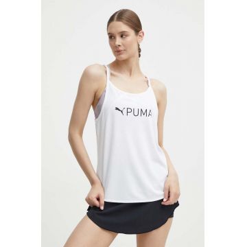 Puma top de antrenament Fit culoarea alb 523846